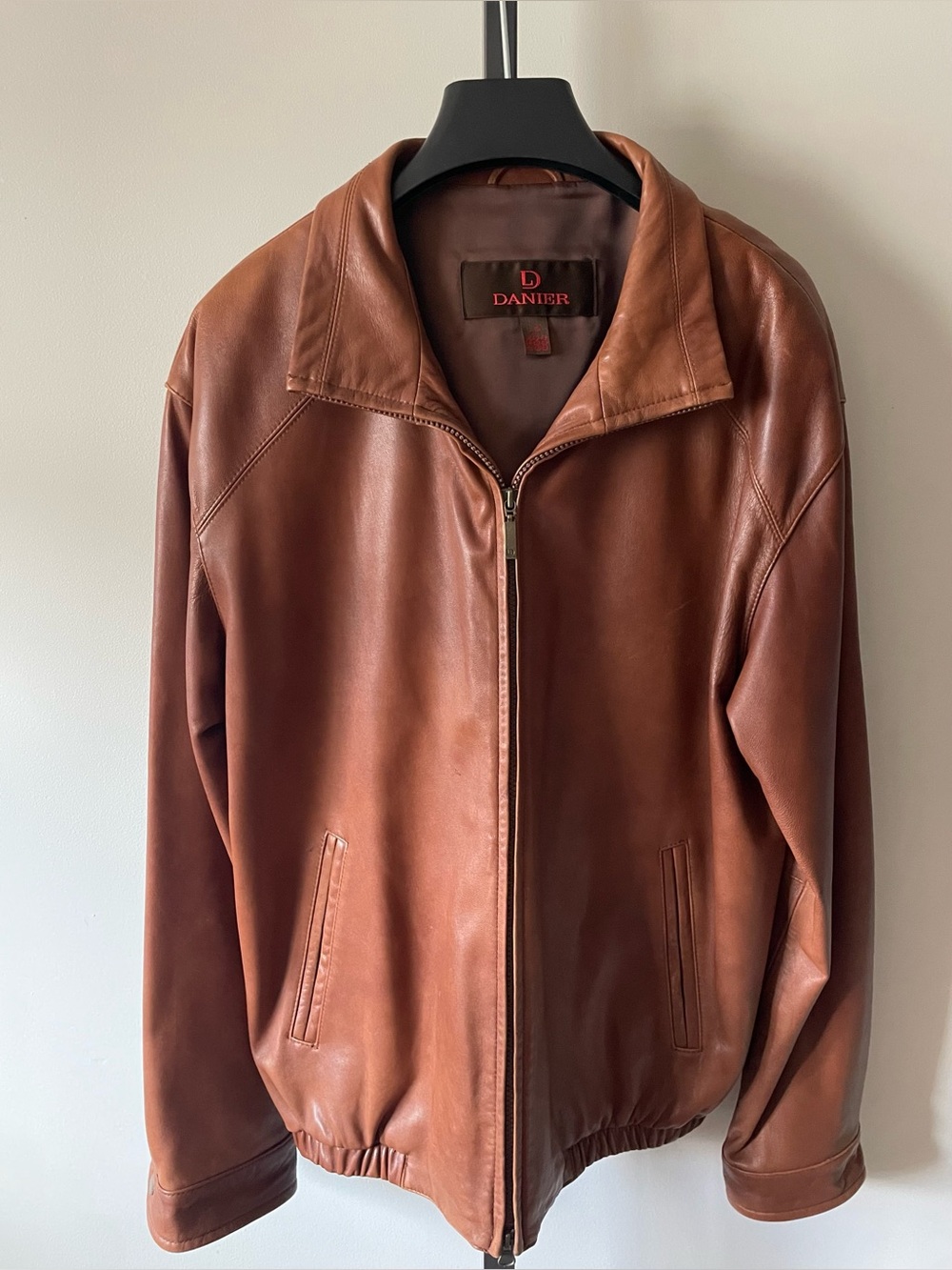 Vintage Danier Leather Brown Bomber Jacket Mens Size Large 90s Y2K